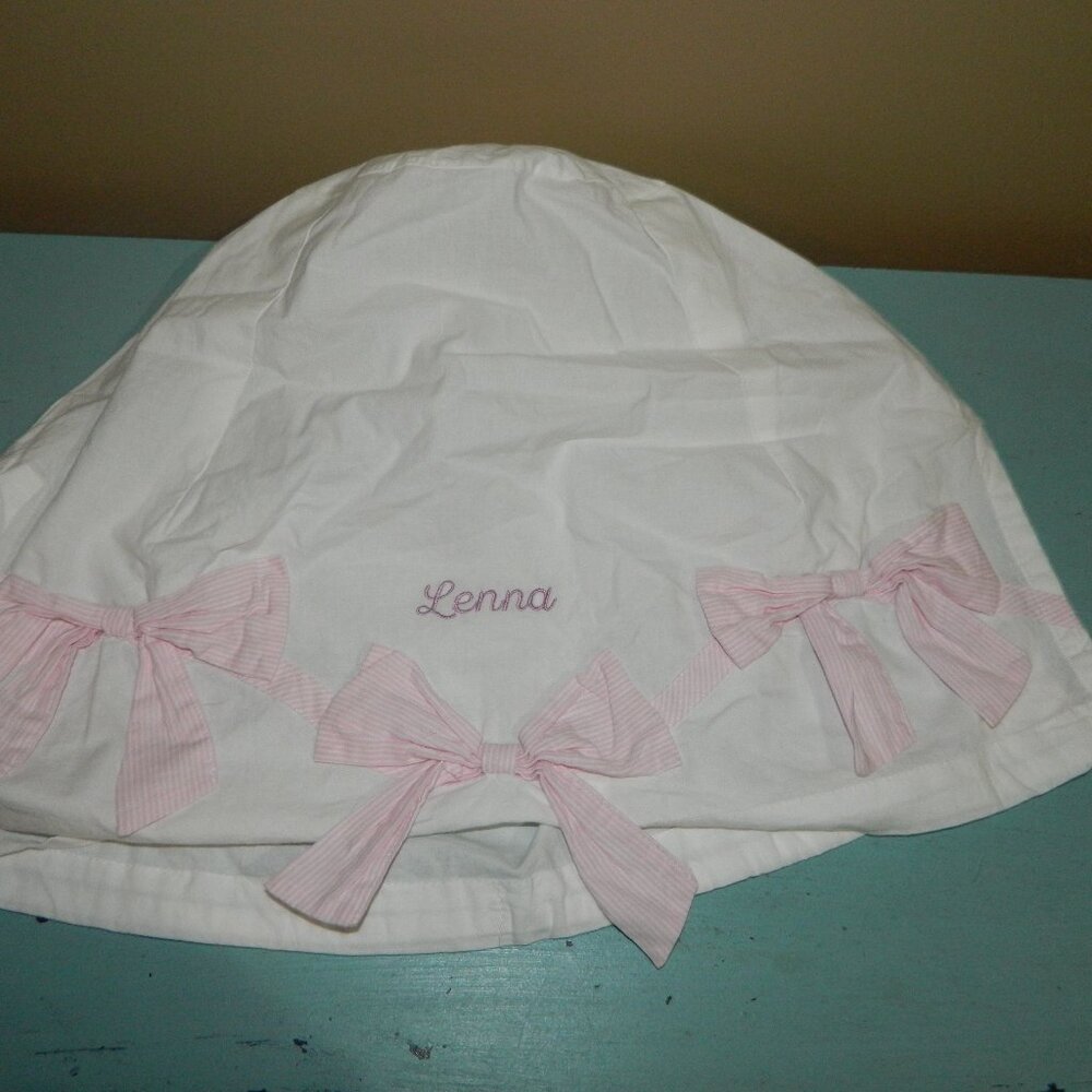 Pottery Barn Kids Striped Bow Easter Basket Liner "Lenna" Sz L (Q-14)